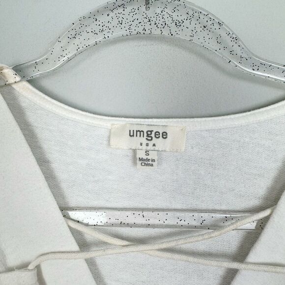 UMGEE | White Short Sleeve Elastic Cross Straps Dress Cover Up Women’s Size S - Picture 4 of 9